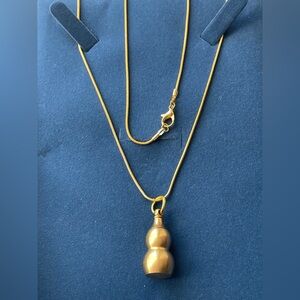 Gold Tone brass Pendant- mini gourd. Hollow Can be used to store pills or a note